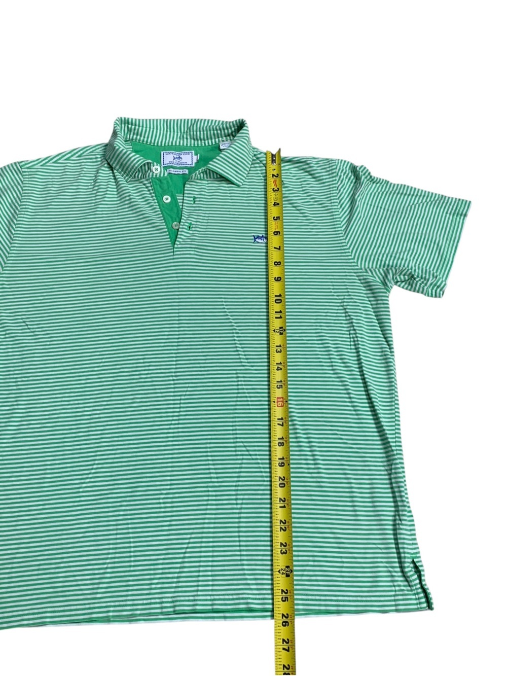 Southern Tide Skipjack Polo Men’s L Green White Stripe Pima Cotton Classic Fit - Picture 7 of 7